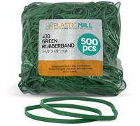 PlasticMill Rubber Bands - #33 Size - Rubberbands - 1Lb/500 Count 1 Pound / 500 Count Green