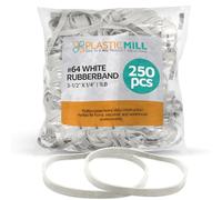 PlasticMill Rubber Bands - #64 Size - White Rubberbands - 1LB/250 Count