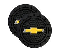 Plasticolor 000648R01 Chevrolet Bowtie Gold Cup Holder Coaster, Black