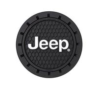 Plasticolor 000652R01 Jeep Logo Auto Car Truck SUV Cup Holder Coaster 2-Pack, Black