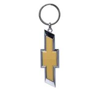Plasticolor 004575R01 Chevrolet Textured Gold and Chrome Bowtie Enamel Keyring, Car Keyring, Yellow and Chrome, 4.25'' x 1.12''