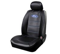 Plasticolor 008625R01 Ford Deluxe Seat Cover Embrodired Logo High Contrast Stitching Premium 3 Piece Sideless Car Truck or SUV Seatcover with Cargo Pocket, Black