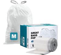 Plasticplace 12 Gallon Compatible with Simplehuman Code M, 1.2 Mil, White, 21"W x 30.5"H, 50/Count (1 Roll of 50)