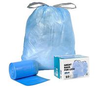 Plasticplace Code K Compatible (50 Count) Blue Recycling Bags Drawstring Garbage Can Liners 10 Gallon / 38 Liter 24.4" x 28"