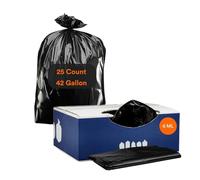 Plasticplace Contractor Trash Bags 42 Gallon │ 6.0 Mil │ Black Heavy Duty Garbage Bag │ 33” x 48” (25 Count)