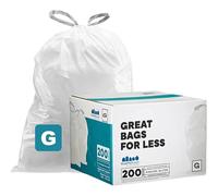 Plasticplace Custom Fit Bin Bags, Compatible with Code G (200 Count) White Drawstring Bin Liners 8 Gallon / 30 Liters, 17.5" x 28"