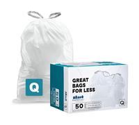 Plasticplace Custom Fit Bin Bags, Compatible with Code Q (50 Count), 13-17 Gallon White Drawstring Bin Liners, Heavy Duty Tear-Resistant, 1.2 Mil, 25" x 32.5"
