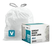 Plasticplace Custom Fit Bin Bags, Compatible with Code V (200 Count) White Drawstring Bin Liners 4.2-4.8 Gallon/ 16-18 Liter, 14.5" x 27.5"