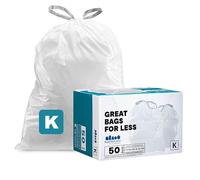 Plasticplace Custom Fit Bin Bags for Simplehuman Code K, 10 Gallon, White Drawstring Rubbish Bags, Tear-Resistant, 24" x 28", 50 Count, Compatible with Kitchen, Bathroom, Office Rubbish Bins 1.2 Mil