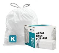 Plasticplace Custom Fit Trash Bags, Compatible with Simplehuman Code K, White Drawstring Garbage Bags Liners, 10 Gallon / 38 Liters, 24" x 28" (200 Count) Heavy Duty Trashbags Home Essentials Large