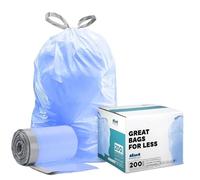 Plasticplace Custom Fit Trash Bags, Compatible with simplehuman Code V (100 Count) Tinted Blue Drawstring Garbage Liners 4.2-4.8 Gallon, 14.5" x 28"