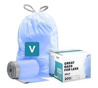 Plasticplace Custom Fit Trash Bags, Compatible with simplehuman Code V (200 Count) Tinted Blue Drawstring Garbage Liners 4.2-4.8 Gallon, 14.5" x 28"