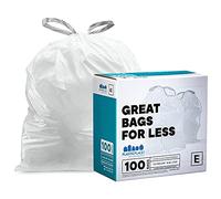 Plasticplace Custom Fit Trash Bags (x) Code E Compatible (100 Count) White Drawstring Garbage Liners 5.2 Gallon / 20 Liter 18.75" x 20"
