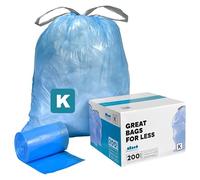 Plasticplace Rubbish Bags simplehuman Code K Compatible (200 Count)│Tinted Blue Drawstring Rubbish Liners 10 Gallon / 38 Liter │ 24.4" x 28"
