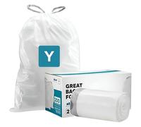 Plasticplace simplehuman Code Y Compatible White Drawstring Trash Bag Liners 30.4 Gallon/115 Liter 28.75" x 39", 100 Count
