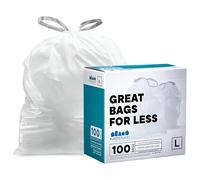 Plasticplace Trash Bags simplehuman Code L Compatible, 100 Count, White