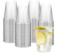 PLASTICPRO Disposable 7 oz Crystal Clear Plastic Tumblers With Silver Rim for Party's & Weddings pack of 100