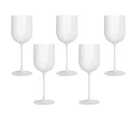PLASTICPRO White Plastic Wine Glasses Set of 10 Elegant Wine Goblets Hard Plastic Wine Cups on Stem 12 Ounce