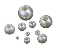 Plastics Pearl Beads White Large Hole Loose Round Beads for Handmade Necklace Bracelets Making DIY Jewelry Accessories(White_12mm 50Pcs)