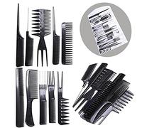 PLASTIFIC 10Pcs Hairdressing Comb Set Hair Styling Pro Kit Professional Barber Salon Gift Black Colour Set - Portable Set Hair Care Style Accessory Comb for Women Men