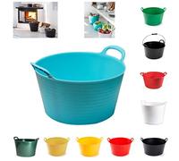 PLASTIFIC - 15L Heavy-Duty Polyethylene Flex Tub Storage Container Bucket with 2-Handled - Home Garden Laundry Toys Kitchen Flexible Bucket - Rubber Container - Recycled Tub (Blue)