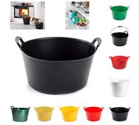PLASTIFIC - 15L Heavy-Duty Polyethylene Flex Tub Storage Container Bucket with 2-Handled - Home Garden Laundry Toys Kitchen Flexible Bucket - Rubber Container - Recycled Tub (Black)