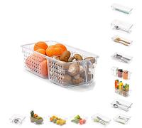 PLASTIFIC 2 Compartments Plastic Kitchen Freezer Drawer Fridge Storage Box Rack Holder Slide Shelf Organizer (Clear - Mesh Drawer Organizer, 15.5 x 30 x 9cm)