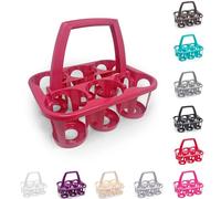 PLASTIFIC 6 x Plastic Beer Garden Glass Collector Carrier Milk Bottle Holder beer Carrier with Handle Bottle Holder for Bar, Outdoor, Picnic, Party - Fuchsia