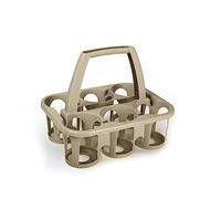 plastific 6 x Plastic Beer Garden Glass Collector Carrier Milk Bottle Holder beer Carrier with Handle Bottle Holder for Bar, Outdoor, Picnic, Party - Taupe