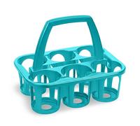 PLASTIFIC 6 x Plastic Beer Garden Glass Collector Carrier Milk Bottle Holder eer Carrier with Handle Bottle Holder for Bar, Outdoor, Picnic, Party (Turquoise)
