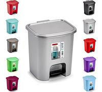 plastific 7.5l Foot Pedal Bin Dustbin Rubbish Kitchen Pedal Bins Plastic Foot Pedal Bin Paper Waste Pedal Trash Bin Kitchen Office Plastic Bins (Silver, 7.5l)