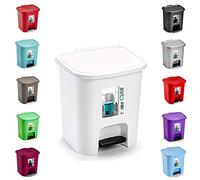 PLASTIFIC 7.5L Foot Pedal Bin Dustbin Rubbish Paper Waste Kitchen Office Plastic Bins Small Pedal Bins for Kitchen Pedal Bins with Lids (White, 7.5L)