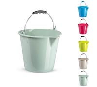 Plastific 7L High-grade Durable - Multipurpose - Plastic Storage Bucket With Strong Handle & Spout for Food Storage, Garden, Cleaning, Kitchen (Mint Green)