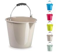 Plastific 7L High-grade Durable - Multipurpose - Plastic Storage Bucket With Strong Handle & Spout for Food Storage, Garden, Cleaning, Kitchen (Taupe)