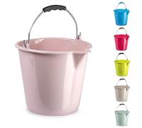 Plastific 7L High-grade Durable - Multipurpose - Plastic Storage Bucket With Strong Handle & Spout for Food Storage, Garden, Cleaning, Kitchen (Pink)