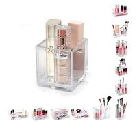plastific Acrylic Makeup Cosmetic Multi-function Organiser, Lipsticks Brush Organizer Great Capacity for Dresser, Vanity Table, Bedroom and Bathroom (1 Compartment (5.5 x 5.5 x 5.5cm))