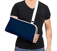 plastific Arm Sling Injury Forearm Shoulder Wrist Support Wrap Strap, Adjustable Shoulder Immobilizer Wrist Elbow Support Brace for Broken and Fractured Bones (1 x Navy Blue Arm Sling)