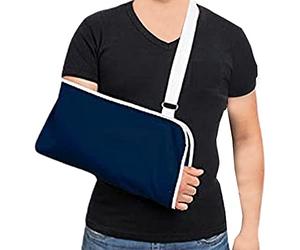 plastific Arm Sling Injury Forearm Shoulder Wrist Support Wrap Strap, Adjustable Shoulder Immobilizer Wrist Elbow Support Brace for Broken and Fractured Bones (1 x Navy Blue Arm Sling)