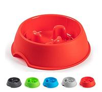PLASTIFIC Cat Bowl Mat Dog Pet Feeding Water Food Dish Tray Clean Floor Placemat Rubber (Red, Anti Gulp Bowl)