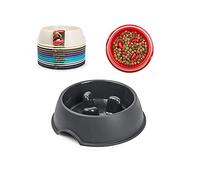 plastific Cat Bowl Mat Dog Pet Feeding Water Food Dish Tray Clean Floor Placemat Rubber Slow Bowl for Dogs Anti Gulp Dog Bowl Non-Slip Healthy Eating Bowl to Slow Feeding (Dark Grey, Anti Gulp Bowl)