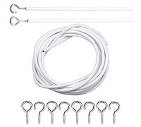 PLASTIFIC Curtain Wire Net Curtain Wire And Hook Set Cord Cable And Eyes For Net Curtains Rail Net Curtains Tension Rod Curtain Hooks Plastic White Hooks (2 meter)