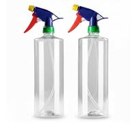 plastific Empty Spray Bottle For Cleaning and Gardening, Durable Trigger Sprayer, Refillable, Spray Upside Down, All Directions, Spray Plastic Bottle (Pack of 2-1L, Multi-Colour Trigger-Press)