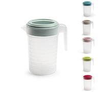 PLASTIFIC Food Grade Jug - Perfect for Stock Gravy - Microwave Safe - Kitchen Homebrew Liquids - Microwave Safe Pitcher (with Mint Green Lid, 1L)