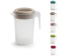 PLASTIFIC Food Grade Jug - Perfect for Stock Gravy - Microwave Safe - Kitchen Homebrew Liquids - Microwave Safe Pitcher (with Taupe Lid, 1L)