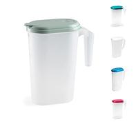 PLASTIFIC Food Grade Jug - Perfect for Stock Gravy - Microwave Safe - Kitchen Homebrew Liquids - Microwave Safe Pitcher (Frost with Mint Green Lid, 1.6L)