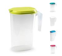 PLASTIFIC Food Grade Jug - Perfect for Stock Gravy - Microwave Safe - Kitchen Homebrew Liquids - Microwave Safe Pitcher (Frost with Lime Green Lid, 1.6L)