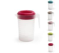 PLASTIFIC Food Grade Jug - Perfect for Stock Gravy - Microwave Safe - Kitchen Homebrew Liquids - Microwave Safe Pitcher (with Fuchsia Lid, 2L)