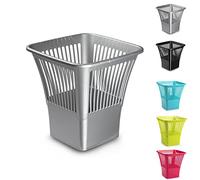 plastific Foot Pedal Bin Dustbin Rubbish Paper Waste Kitchen Office Plastic Bins Bin for Bedroom Kitchen Garbage Cans (Silver Open-Top Square Paper Bin, 10L)