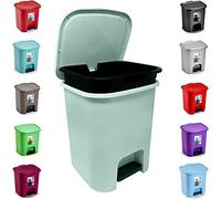 plastific Foot Pedal Bin Dustbin Rubbish Paper Waste Kitchen Office Plastic Bins (Mint Green with Removable Inner Bucket, 7.5L)