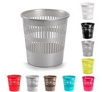 plastific Foot Pedal Bin Dustbin Rubbish Paper Waste Kitchen Office Plastic Bins Plastic Bathroom Bin (Silver Open-Top Round Paper Bin, 10L)